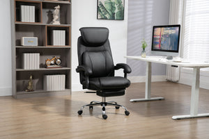 Big And Tall Office Chair, High Back Ergonomic Office Chair With Footrest, Executive Office Chair For Back Pain Relief - Black