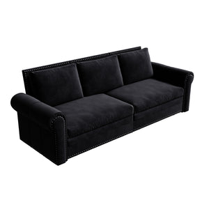 Pull Out Sofa Bed 3 In 1 Velvet Convertible Sleeper Sofa With Nailhead Trim & Rolled Arm, Multi Functional