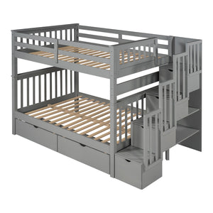 Bunk Bed With Shelves And 6 Storage Drawers