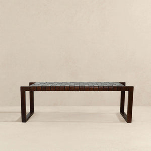 Christina - Leather Bench - Cognac / Dark Brown / Tan