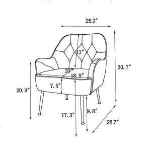 Modern Mid-Century Chair Linen Sherpa Armchair For Living Room