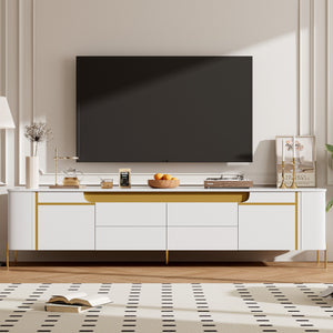 TV Stand For TVs Up To 80" With 4 Drawers And 2 Spacious Cabinets