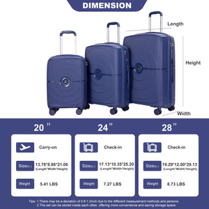 3 Piece Set Expandable Hardshell Suitcase Double Spinner Wheels