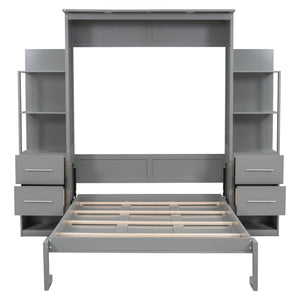 Murphy Wall Bed With Shelves, Drawers And LED Lights