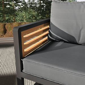 Large Size 4 Pieces Outdoor Furniture Sofa For 5 Person Conversation Set