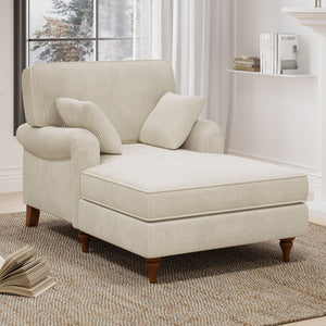 Oversized Chaise Lounger Modern Style Sofa Couch, With Pillows, Charge Station & Cup Holders