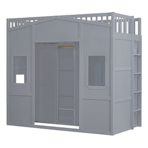 Loft Stylish Bed With Ladder And Wardrobe