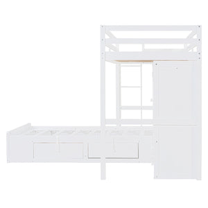 Bunk Bed With Drawers, Wardrobe, Storage Shelves And Hydraulic