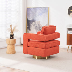 Swivel Barrel Chair For Living Room, 360 Degree Swivel Club Modern Accent Single Sofa Chair, Small Leisure Arm Chair For Nursery, Hotel, Bedroom - Orange