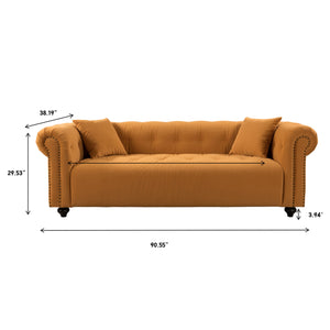 Vintage Medieval Style Sofa, Chesterfield Design, With 2 Throw Pillows