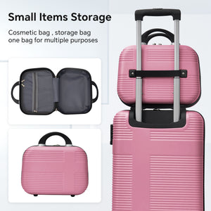 Luggage 4 Piece Set With Spinner Wheels, Hardshell Lightweight Suitcase With Tsa Lock, Checked Luggage