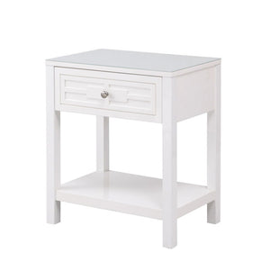 Dylan - Wooden End Side Table Nightstand With Glass Top And Drawer