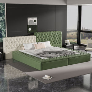 Modern Upholstered Platform Bed With Storage Space, Sturdy And Stable Solid Wood Frame
