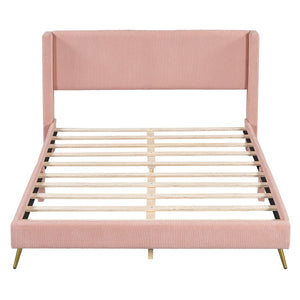 Platform Contemporary Bed With Legs And Upholstered Headboard