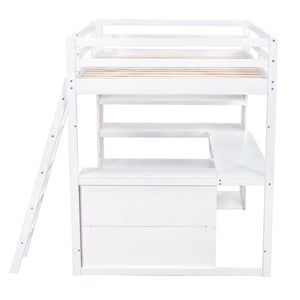 Loft Bed With Ladder, Shelves, And Desk