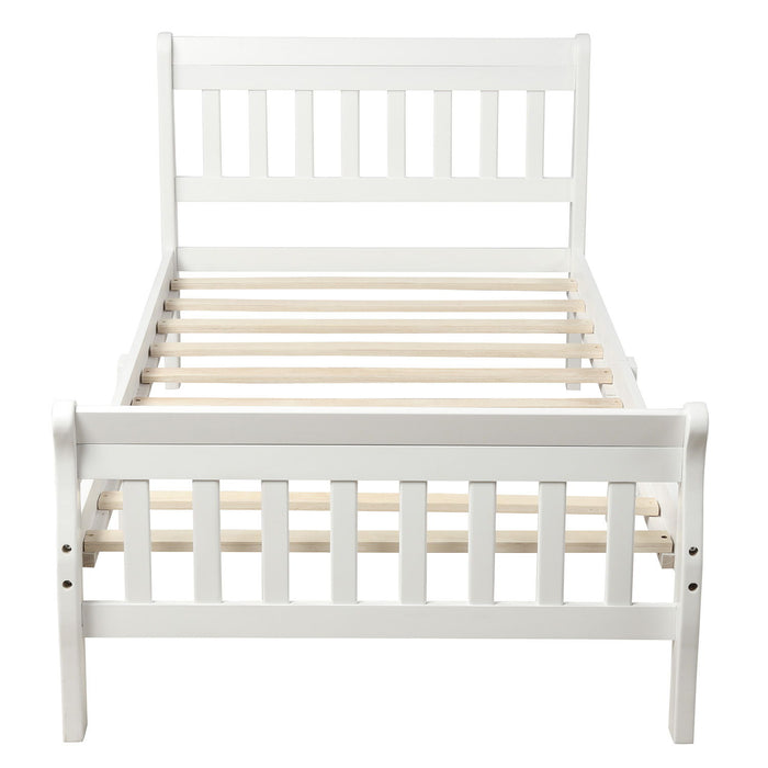Platform Bed, Mattress Foundation Sleigh Bed With Headboard, Footboard, Slat Support