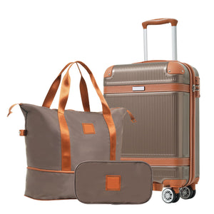 Hardshell Luggage Sets 3 Piece Carry On Suitcase Double Spinner Wheels With Tsa Lock