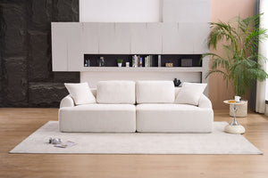 Compression Sofa: 4 Seater Combined Sofa, Crochet Yarn Fabric, Full Sponge Compression Sofa, Combined Sofa With 4 Pillows For Home Living / Home Furniture / Apartment - Beige