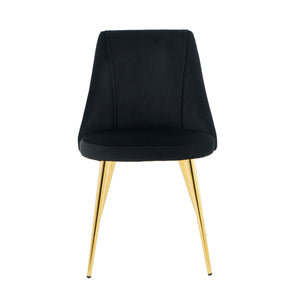 Modern Simple Velvet Dining Chair Set With Gold Metal Legs (Set of 4) - Black