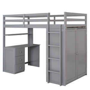 Loft Bed With Drawers, Desk, And Wardrobe