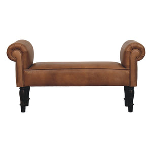 Buffalo - Leather Rolled Arms Bench - Brown