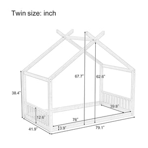Montessori Style House Bed For Kids, Floor Bed Frame With Headboard And Footboard
