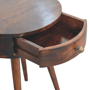 Nordic Circular Shaped Bedside Table - Walnut