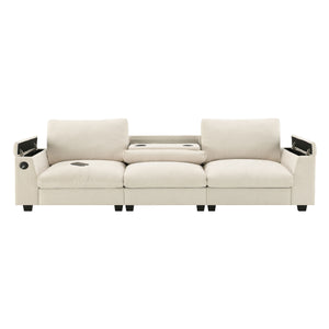 Sectional With Bluetooth Speaker Comfy Cloud Couch Set With Drop Down Table Cup Holders, USB Charger Storage Armrest Wide Seat Sofa