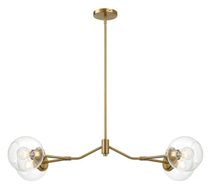 Jewel - 4 Lights Modern Farmhouse Chandelier Ceiling Hanging Light Fixture - Clear / Gold