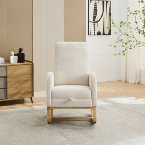 Rocking High Back Glider Chair With Retractable Footrest, Side Pocket