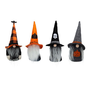 Halloween Gnome Decor (Set of 4) - Black / Gray / Orange
