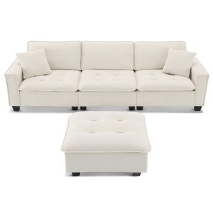 Modern Convertible Sectional L Shaped Reversible Couch Set With Free Pillows 4 Seat Suede Sleeper Sofa With Ottoman