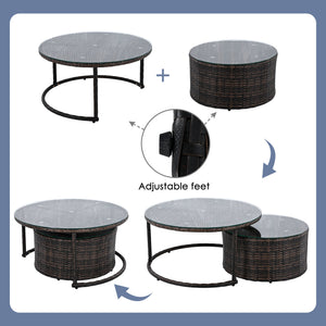 9 Pieces Outdoor Half-Moon Patio Sofa Set, Round Sofa Set, Modern Style Sofa - Brown / Beige