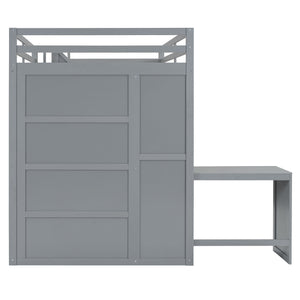 Loft Bed With Wardrobe, Desk And Shelves