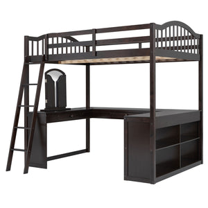 Loft Bed With Drawers, Cabinet, Shelves With Desk