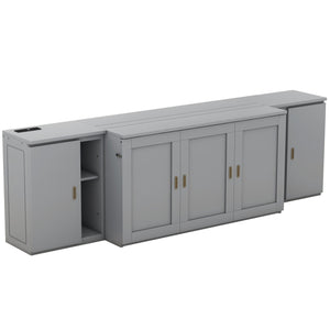 Murphy Bed With Shelves, Cabinets And USB Ports