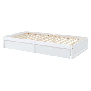 Daybed With Fence Guardrails And 2 Drawers, Split Into Independent Floor Bed & Daybed
