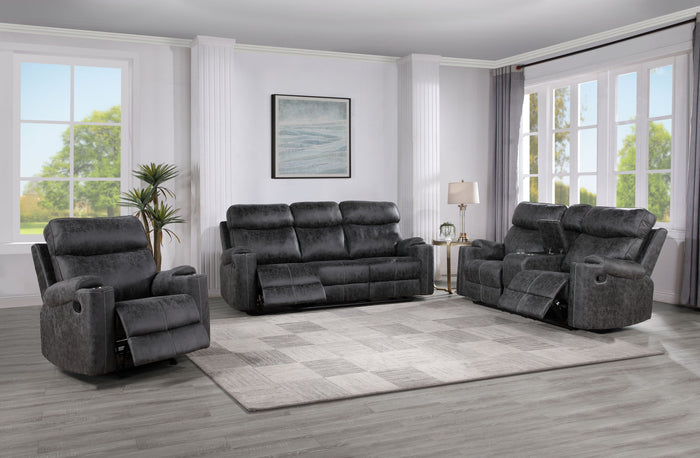 Hirah - 3 Piece Living Room Set - Dark Gray