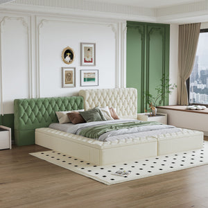 Modern Upholstered Platform Bed With Storage Space, Sturdy And Stable Solid Wood Frame
