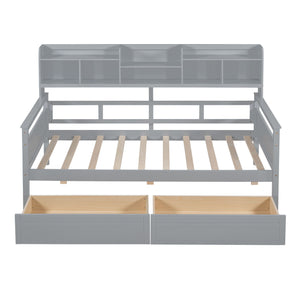 Daybed, Slat Support, With Bedside Shelves And 2 Drawers