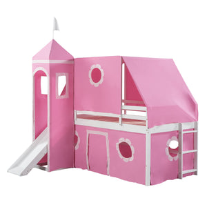 Loft Bed With Slide Tent And Tower Fun Playhouse Design