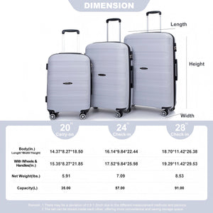 3 Piece Set Hardshell Suitcase Spinner Wheels