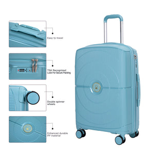 Hardshell Suitcase Double Spinner Wheels Pp Luggage Sets Lightweight Durable Suitcase With Tsa Lock, 3 Piece Set (20/24/28) - Dark Blue