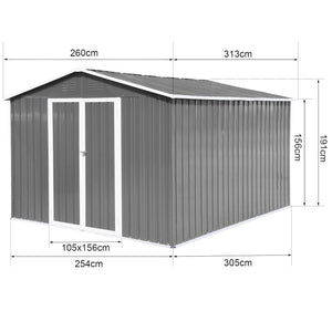 10' x 8' Garden Sheds Outdoor Storage Sheds - Gray