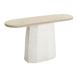 Decorative Console Table With Wooden Top And Magnesium Base - Brown White