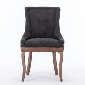 Ultra Side Dining Chair, Thickened Fabric Chairs With Neutrally Toned Solid Wood Legs, Bronze Nail Head (Set of 2)