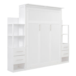 Murphy Wall Bed With Shelves, Drawers And LED Lights