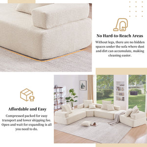 Frame For Oversized Modular U Shaped Sectional, Floor Couch Convertible Compressed Couch Spacious Foam Filled Sofa
