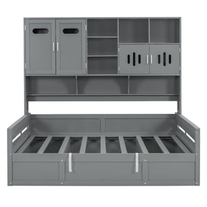 Daybed With All-In-One Cabinet And Shelf