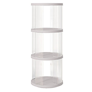 360° Rotating Bookshelf, Small Corner Bookcase, 3 Tier Floor Standing Organizer, Round - Cream White